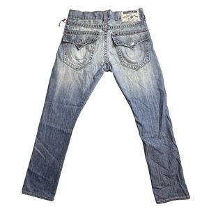 True Religion Section Boot Cut Jeans Mens 30 (33x28) Blue Distressed Bootcut